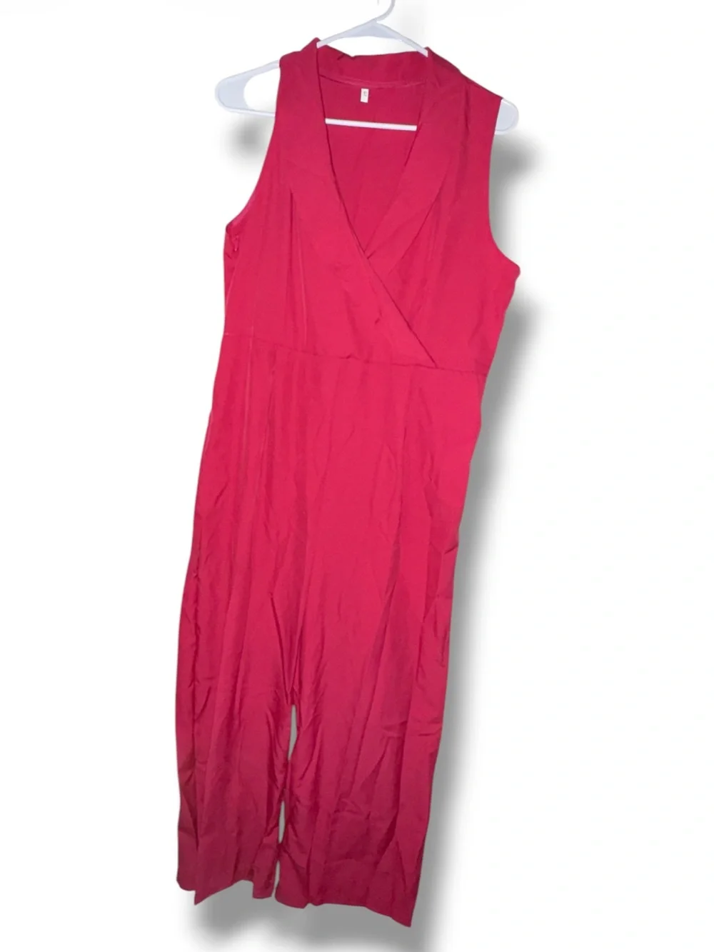 NWOT Hot Pink Sleeveless V-Neck Wide Leg Jumpsuit - Size XL
